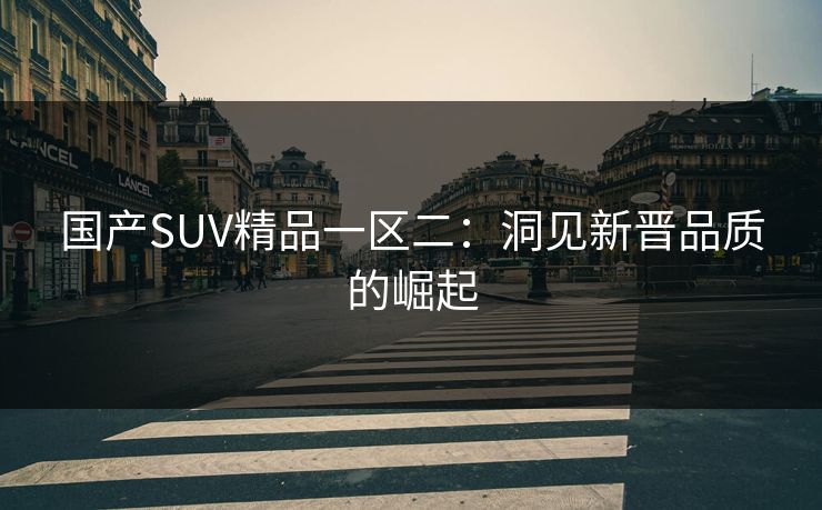国产SUV精品一区二:洞见新晋品质的崛起
