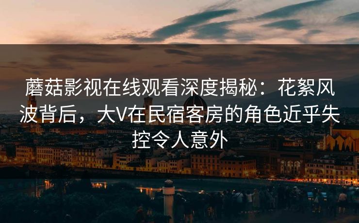 蘑菇影视在线观看深度揭秘：花絮风波背后，大V在民宿客房的角色近乎失控令人意外